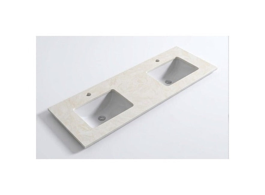 1500 x 460 x 18mm Reconstituted Stone Top with Undermount Double Basins
