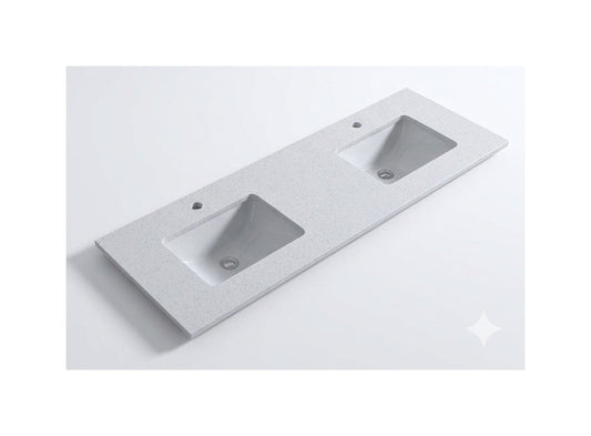 1800 x 460 x 18mm Reconstituted Stone Top with Undermount Double Basins