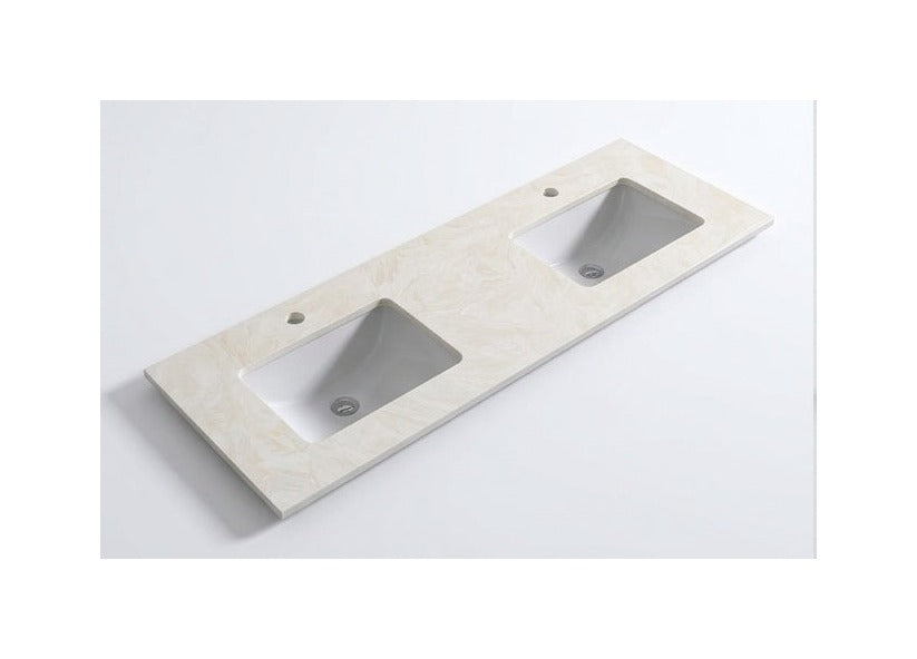 1800 x 460 x 18mm Reconstituted Stone Top with Undermount Double Basins