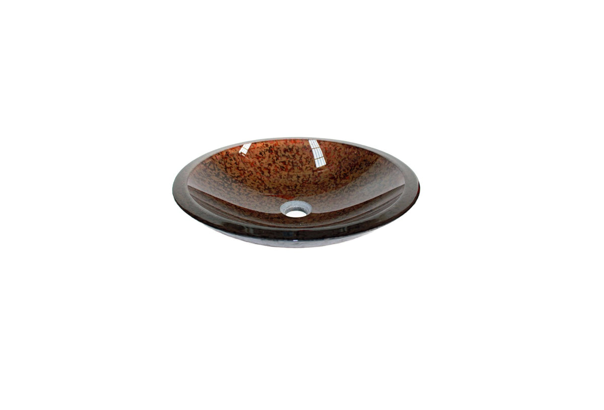 GEM STONE 450*110 Brown Black External Etch Speckled Round Low Line Tempered Glass Countertop Vanity Basin