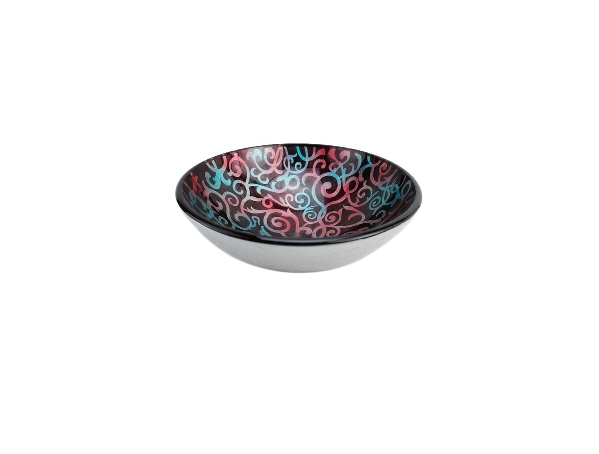 ANJA 420*140 Lighter Blue * Pink and Silver Round Tempered Glass Countertop Vanity Basin