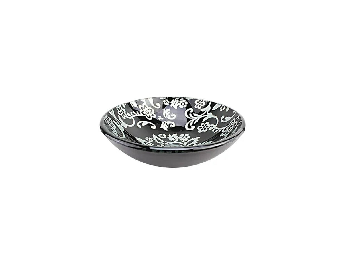 DARK VELVET 420*140 Round Silver Black Tempered Glass Countertop Vanity Basin