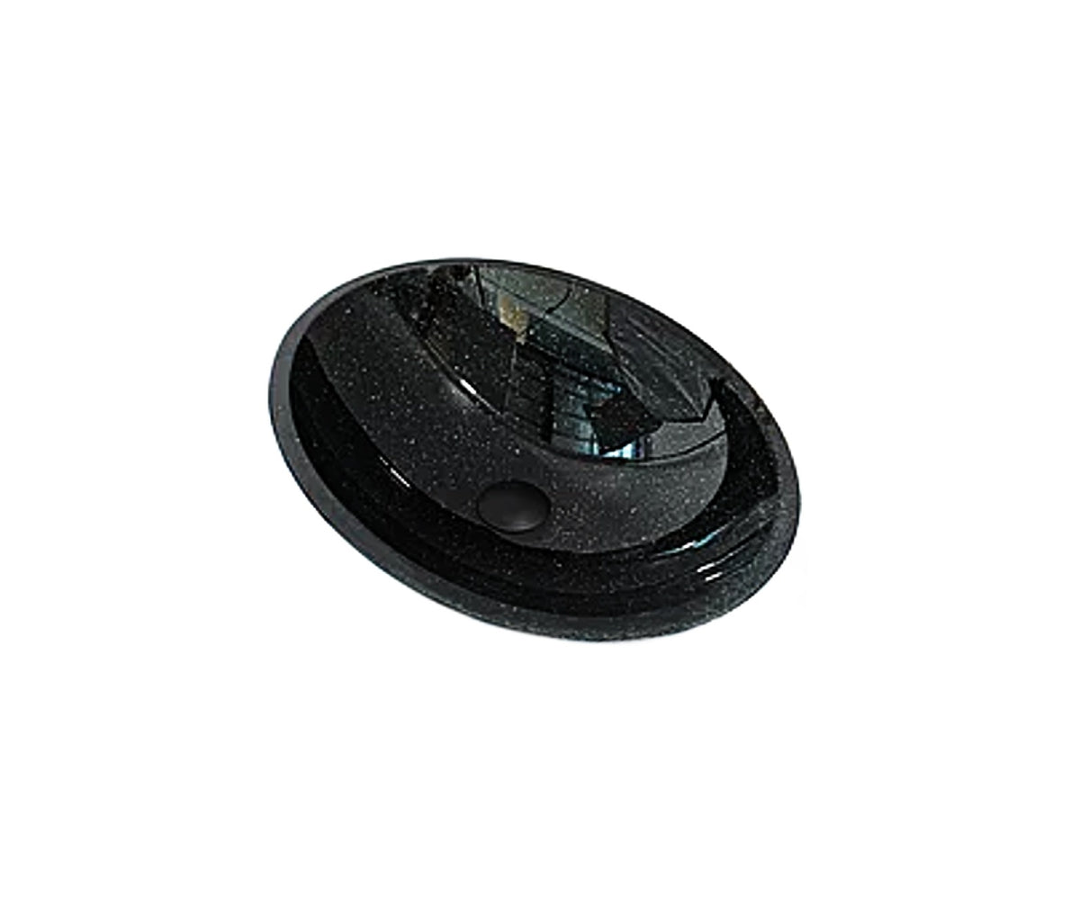 BLACK GALAXY 510*380*140 Oval Speckled Black Tempered Glass Countertop Vanity Basin