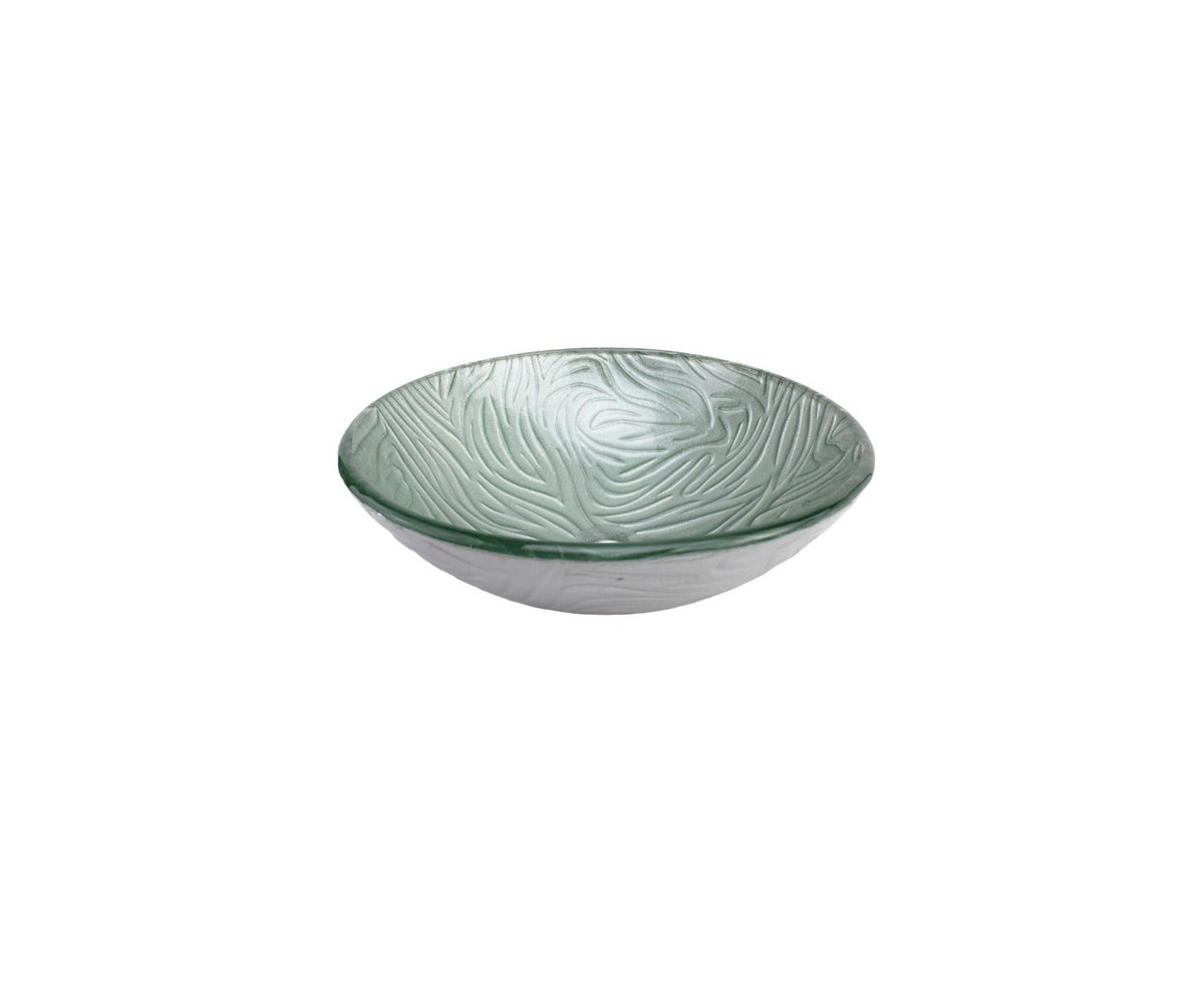 RADISSON 420*140 Silver Round Etched Tempered Glass Countertop Vanity Basin