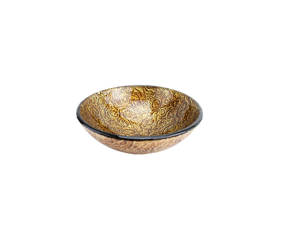 RENAISSANCE 420*140 Gold Round Patterned Tempered Glass Countertop Vanity Basin
