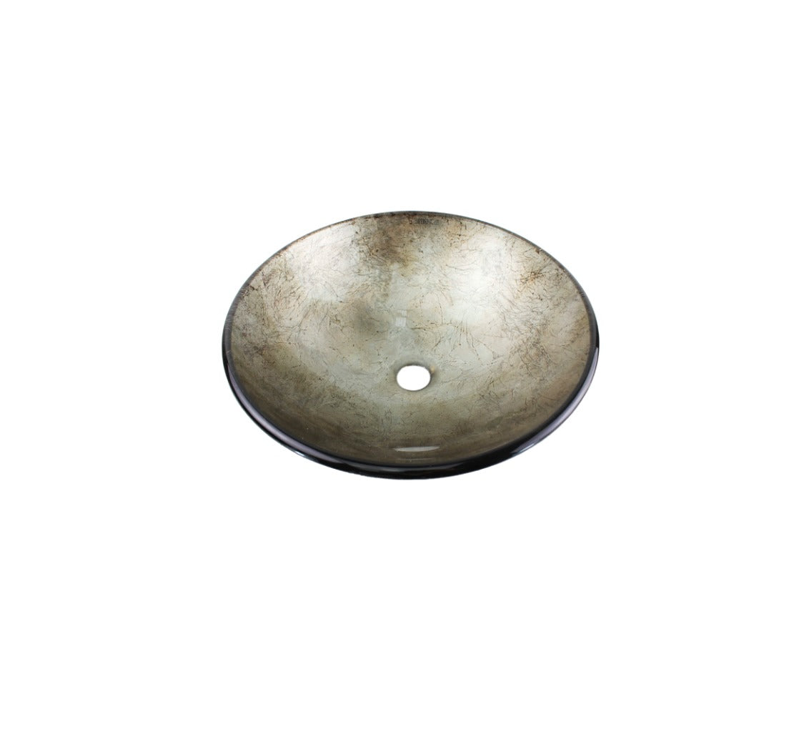 SPICE 420*140 Champagne Silver Multi Speckled Round Tempered Glass Countertop Vanity Basin