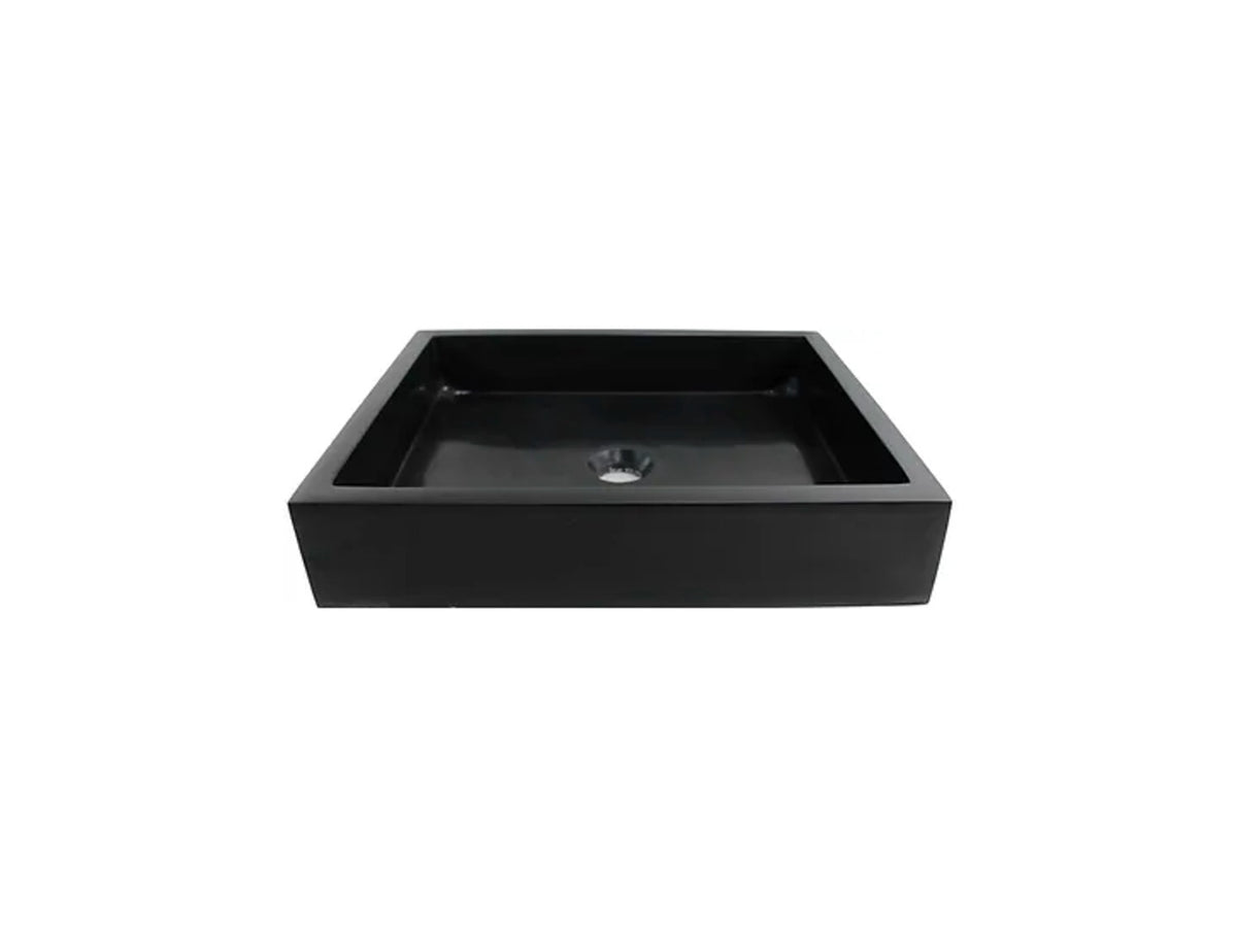 ABYSS 500*400*105 Solid Black Marble Rectangle Low Line Countertop Vanity Basin