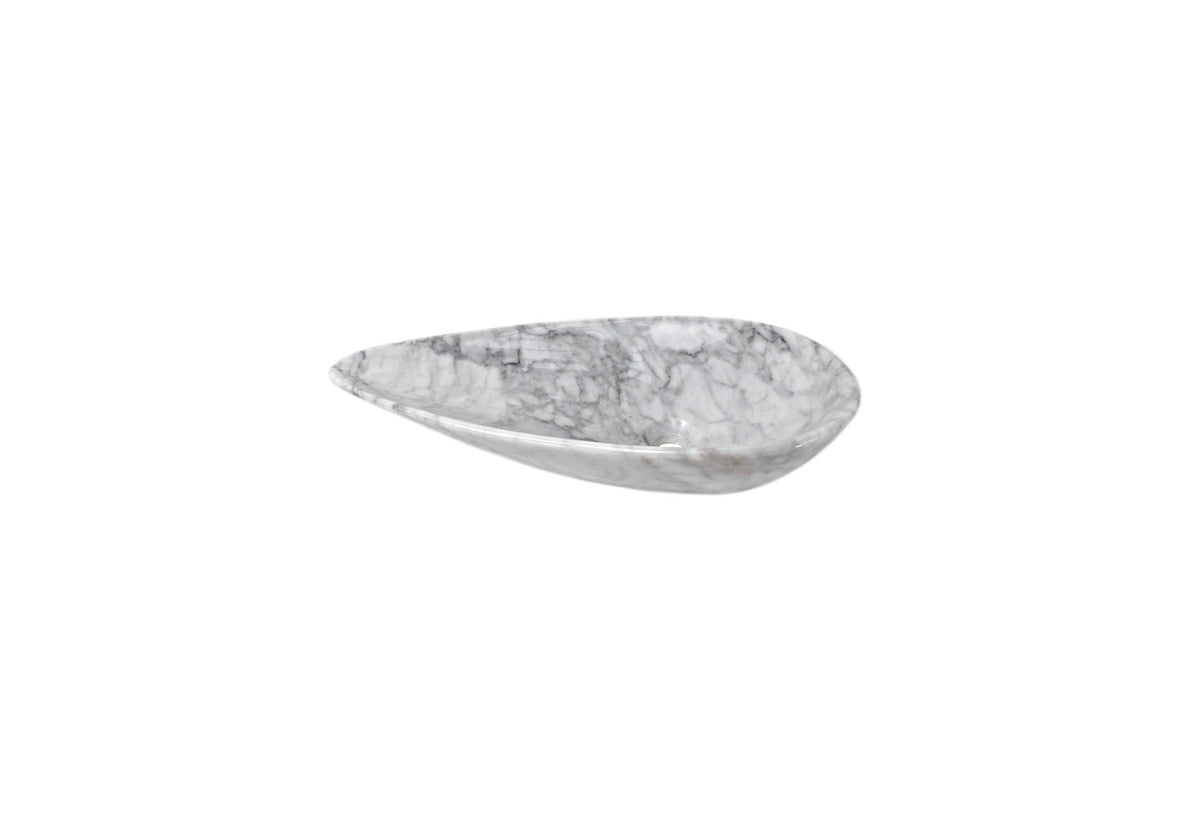 CARRARA TEARDROP 640*335*130 White & Grey Vein Teardrop Egg Marble Countertop Vanity Basin