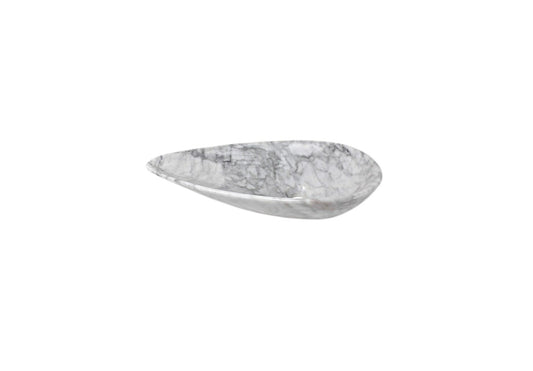 CARRARA TEARDROP 640*335*130 White & Grey Vein Teardrop Egg Marble Countertop Vanity Basin