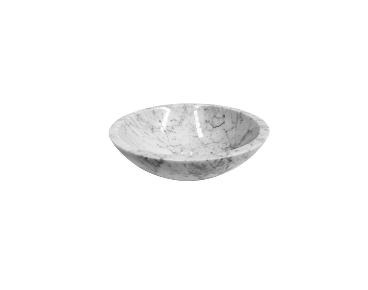 CARRARA ROUND 420*140*25 Thick Edge White & Grey Vein Marble Countertop Vanity Basin
