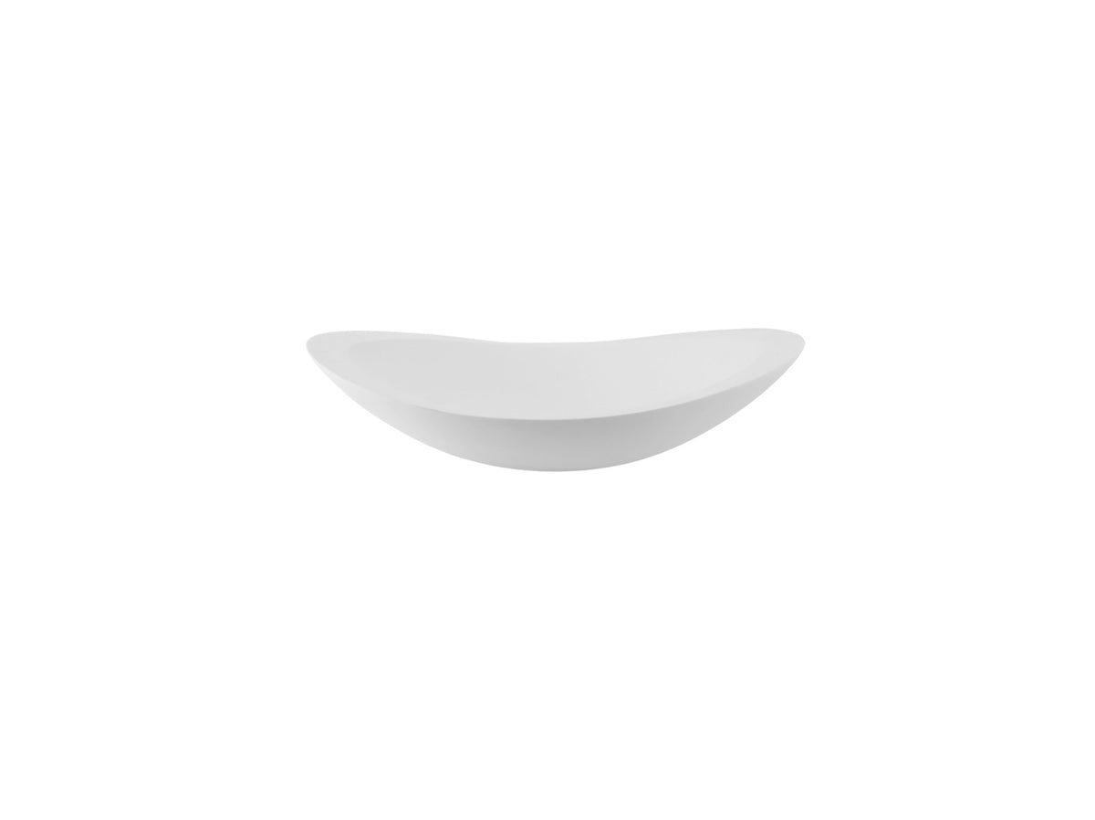 605x380x145 KHEUB Oval Curve Designer Hand Crafted Pure White Reconstituted Solid Stone Countertop Vanity Basin