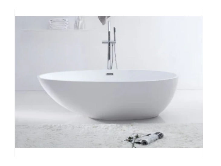 1780x980x570 KHEUB KINGSTON TEARDROP EGG STONE MATTE WHITE FREESTANDING BATHTUB