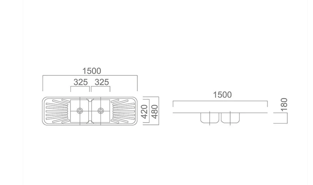 Double Bowl Sink and Drainer 1500x480x180mm