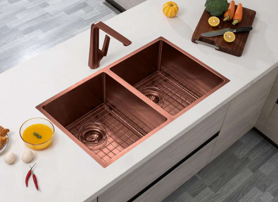 ROSE GOLD STAINLESS 770 DOUBLE BOWL SINK