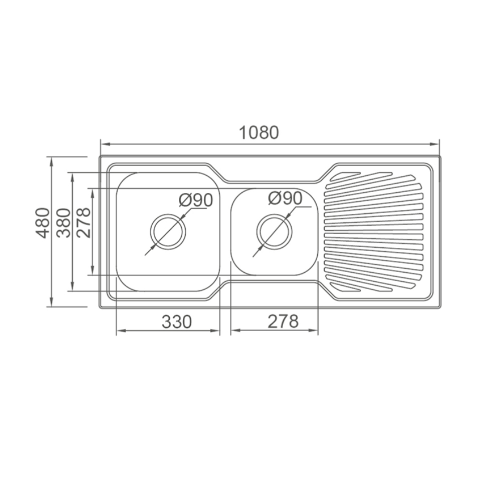 STAINLESS 1080 DOUBLE BOWL SINK