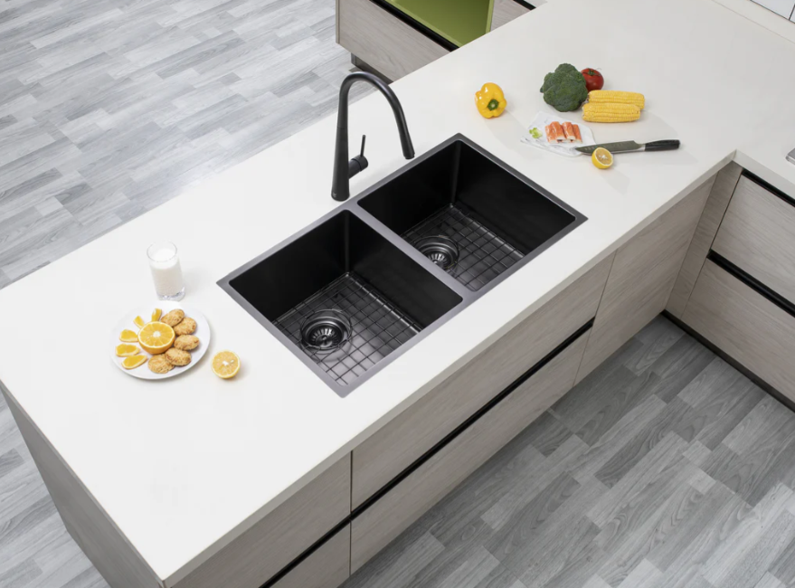 GUNMETAL STAINLESS 820 DOUBLE BOWL SINK
