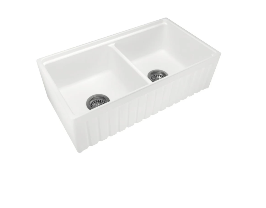 838 DOUBLE BOWL FIRECLAY FARMHOUSE SINK GLOSS WHITE