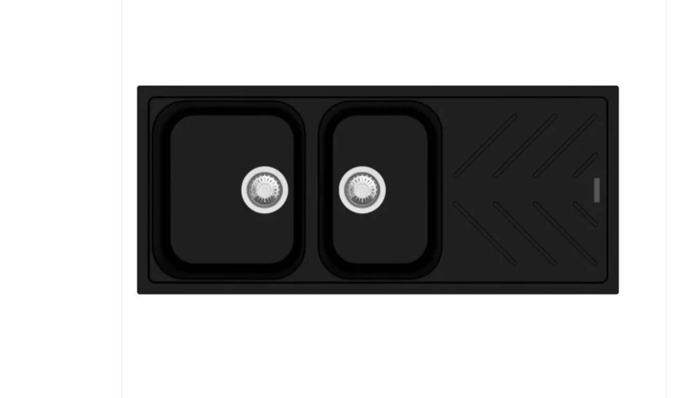 GRANITE 1160A DOUBLE BOWL & DRAINER SINK BLACK