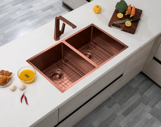 ROSE GOLD STAINLESS 820 DOUBLE BOWL SINK