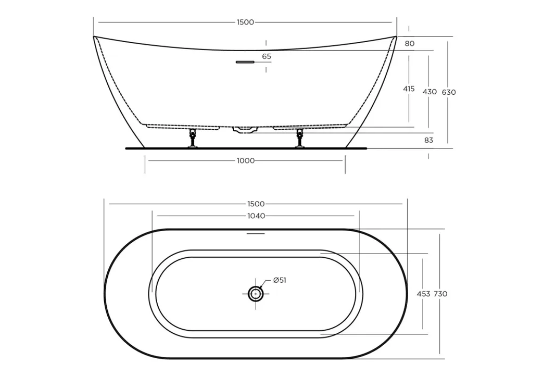KHEUB SLUKA 1500 OVAL CURVE GLOSS WHITE WITH OVERFLOW