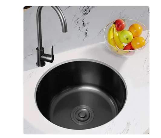 MATTE BLACK STAINLESS ROUND SINK 424x424x170mm