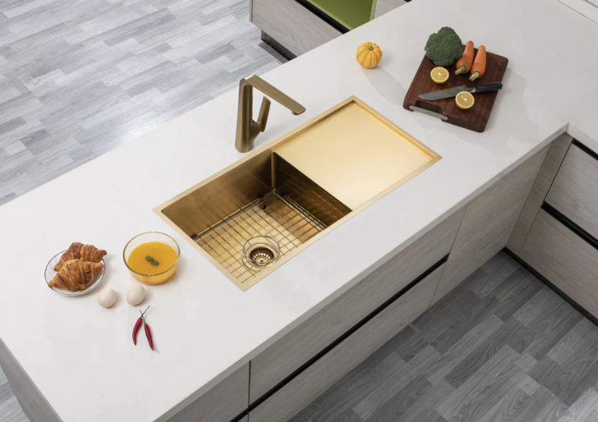 GOLD STAINLESS 960 SINGLE BOWL & DRAINER SINK
