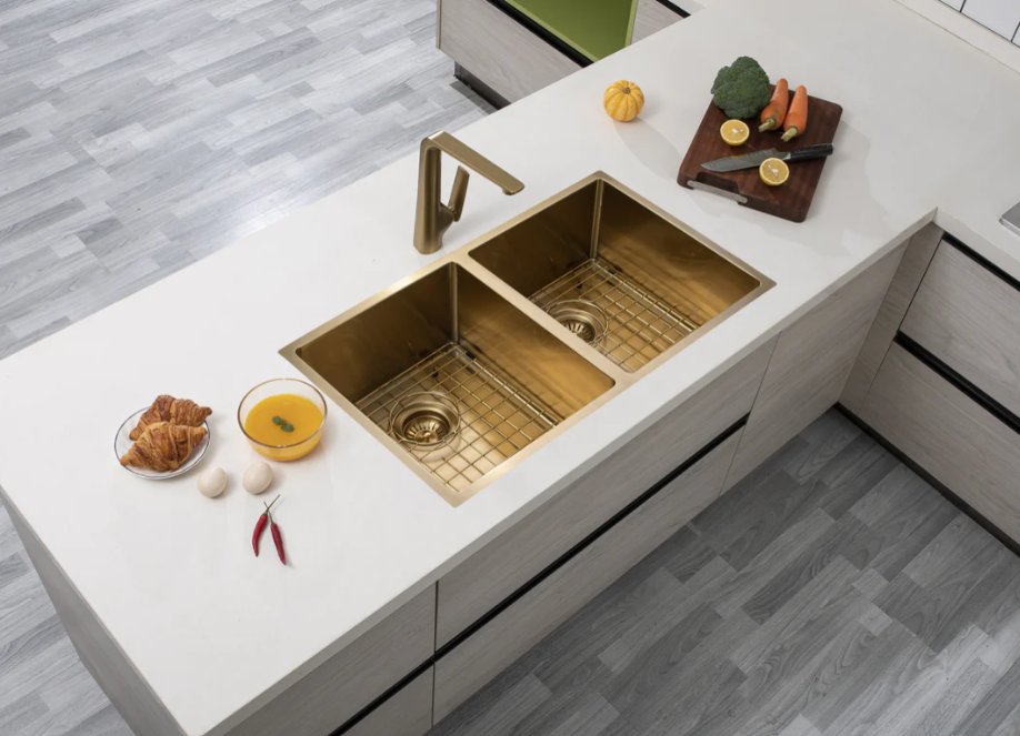GOLD STAINLESS 820 DOUBLE BOWL SINK