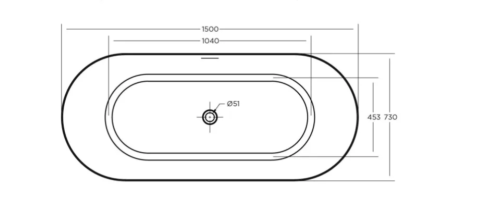 KHEUB SLUKA 1500 OVAL CURVE GLOSS WHITE WITH OVERFLOW