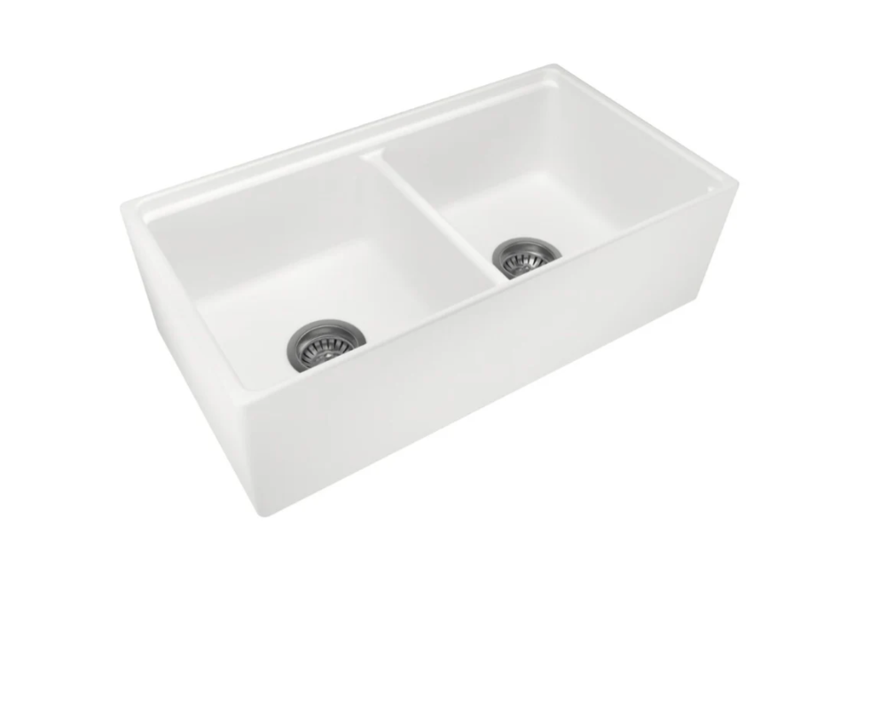 838 DOUBLE BOWL FIRECLAY FARMHOUSE SINK GLOSS WHITE