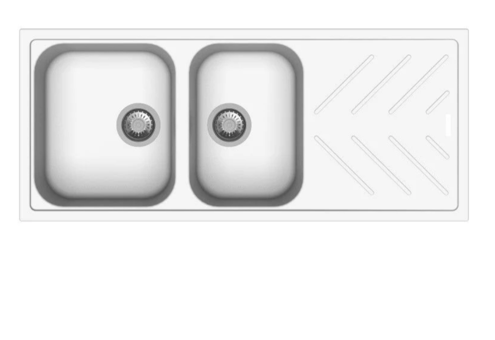 GRANITE 1160A DOUBLE BOWL & DRAINER SINK MATTE WHITE