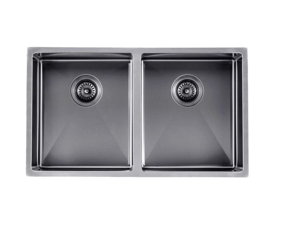 GUNMETAL STAINLESS 820 DOUBLE BOWL SINK
