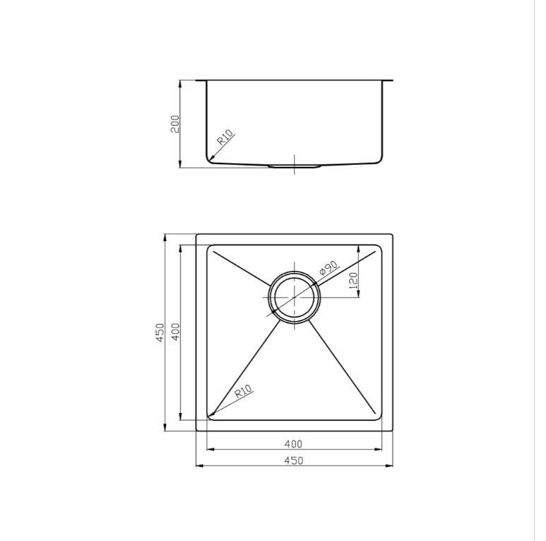 GUNMETAL 450 SINGLE BOWL SINK