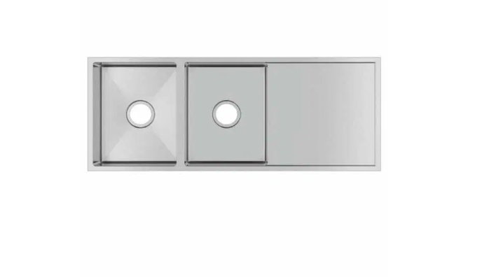 BRUSHED STAINLESS 1160 DOUBLE BOWL DRAINER SINK