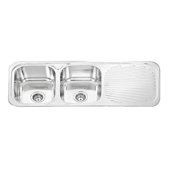 STAINLESS 1180 DOUBLE BOWL & DRAINER SINK