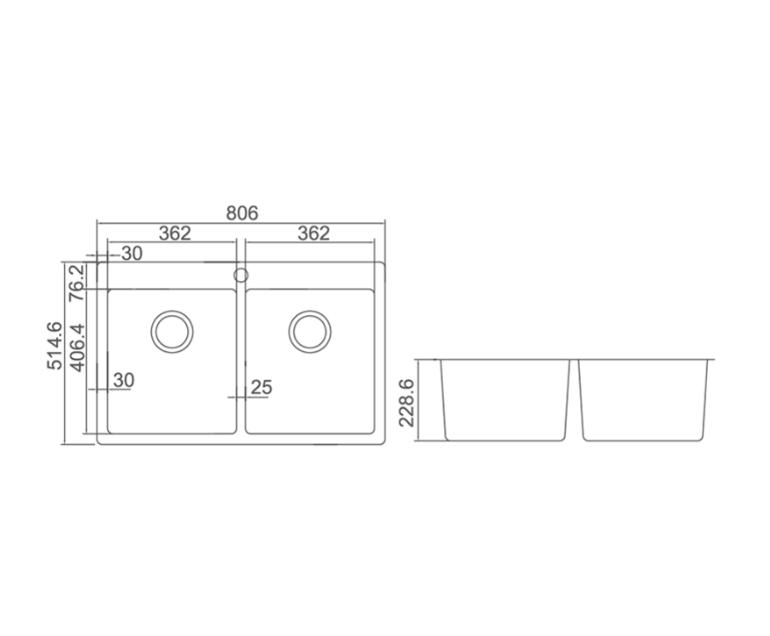 STAINLESS 806 DOUBLE BOWL SINK