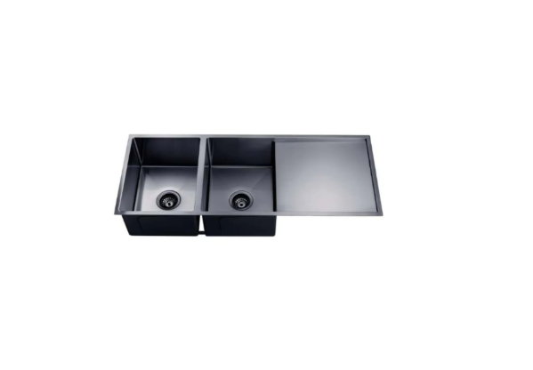 GUNMETAL STAINLESS 1160 DOUBLE BOWL DRAINER SINK