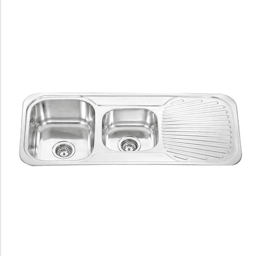 STAINLESS 1080 DOUBLE BOWL & DRAINER SINK