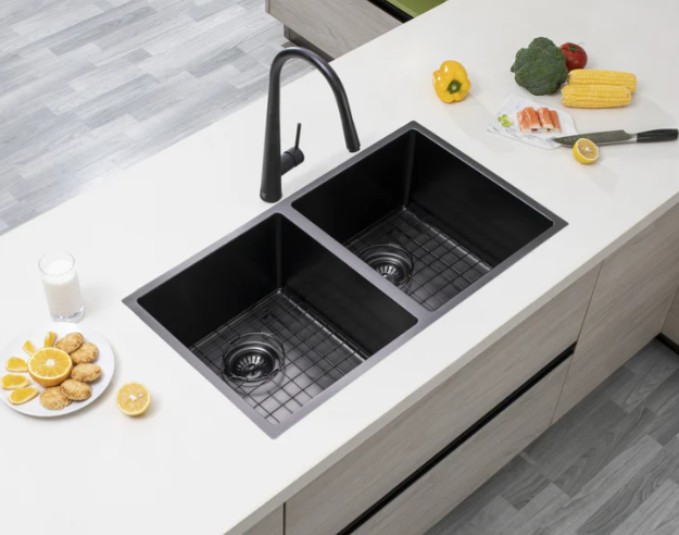 GUNMETAL STAINLESS 820 DOUBLE BOWL SINK