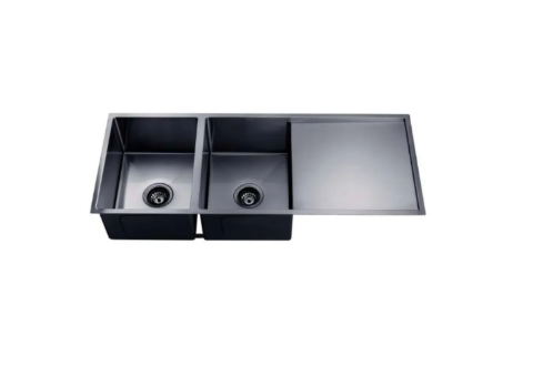 GUNMETAL STAINLESS 1160 DOUBLE BOWL DRAINER SINK