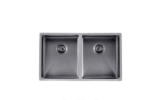 GUNMETAL STAINLESS 770 DOUBLE BOWL SINK