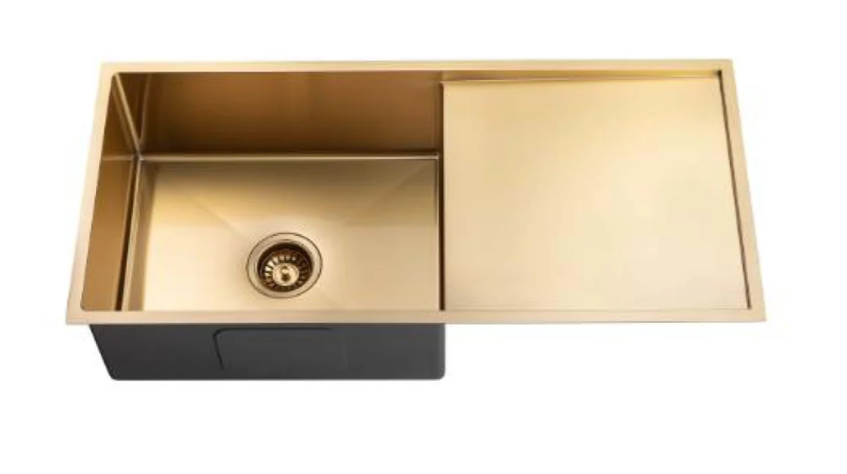 GOLD STAINLESS 960 SINGLE BOWL & DRAINER SINK