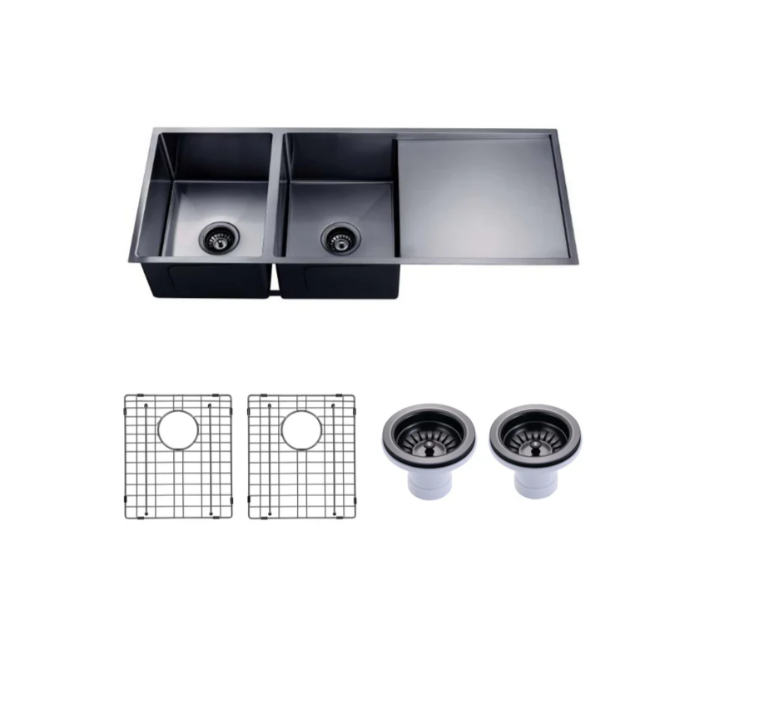 GUNMETAL STAINLESS 1160 DOUBLE BOWL DRAINER SINK